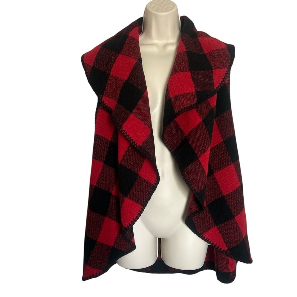 Mud Pie Red and Black Plaid Women's Vest